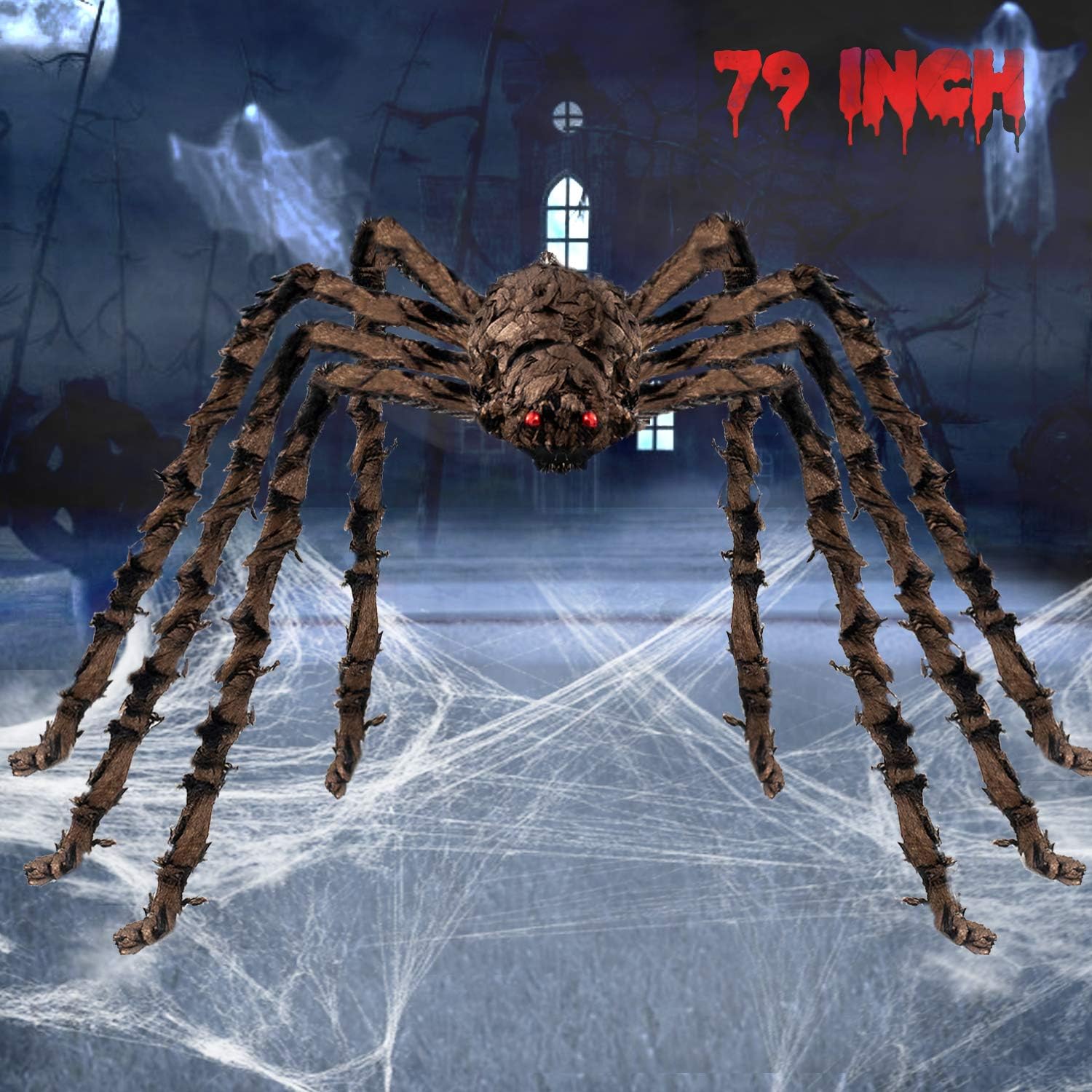 BELANT 6.6FT Giant Hairy Spider Halloween Decorations Scary Outdoor Yard Decor, Black : Garden & Outdoor