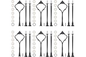 MSDADA 6 Set Tiered Tray Hardware for Cake Stand Mold Crown 3 Tier Cake Stand Fittings Hardware Holder for Wedding and Party Making Resin Cupcake Dessert Platter Serving Stand (Black, M)