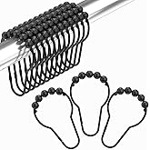 Black Shower Curtain Hooks, Amazer Shower Curtain Hooks, Shower Hooks for Shower Curtain, Decorative Shower Curtain Hooks Rust Proof Stainless Steel Shower Curtain Hooks Set of 12