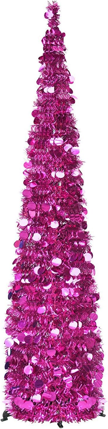 5ft DIY Sequin Christmas Tree Popup Collapsible Tinsel Artificial Christmas Tree w/ Stand Christmas Home Party Decorative Tree Glittering Bling Pop Up Xmas Decoration Tree New Year Wedding Decor