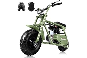 OFCESW Mini Bike, 99cc 4-Stroke Gas Dirt Bike, Max Speed 34.5KM/H, Dirt Bike, Pit Bike, Gas Minibike Motorcycle with Headlight Mini Dirtbike for Kids 13+ (Army Green)
