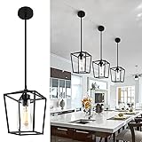 1-Light Black Pendant Light Fixture Farmhouse Iron