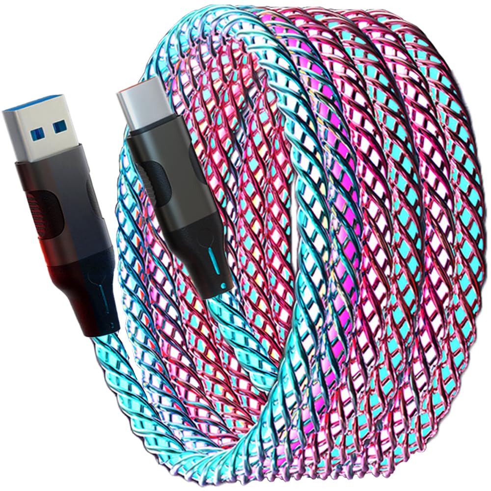 Photo 1 of USB C Cable for iPhone 15 16 Pro Max Plus Carplay, 4.9ft RGB Light Up Gradual USB A to Type C Charger Cord LED Charging Cable for iPhone 15 16, iPad Air, iPad mini, Samsung Galaxy AI S24 S23, LG More