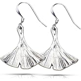 Danforth Ginkgo Leaf Earrings with Surgical Steel Wires – Handcrafted Pewter Ginkgo Leaf Jewelry – 7/8”, Made In USA