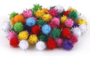 GUAFEIH Colored Glitter Balls Pompom Furry Balls Christmas Pom Poms DIY Pompones Craft Supplies Handmade Decoration Materials