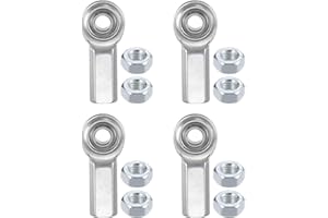 Kozelo 4pcs CF4 Rod End Joint Bearing - [1/4" Bore, 1/4-28 UNF Right Hand Thread] Female Rod End with Jam Nuts, 45# Carbon St