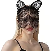 KIPETTO Women Cat Ears Headband with Lace Veil Sexy Black Lace Headwear for Halloween Cosplay Wedding Birthday Party
