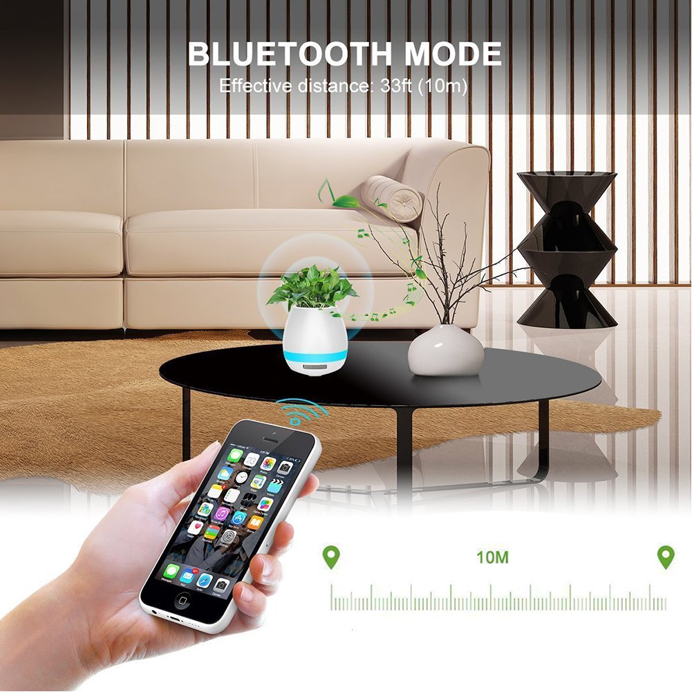 Music Plant Pot, ALBK LED Flower Pot Multi-color Night Light, Smart Touch Plant Piano Music Playing with Bluetooth Speaker as Gift, Decoration-USB Charge(Without Plants)