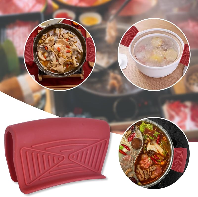 Silikon Schutz Für Topfgriffe 4 Stück Silikongriffe Für Gusspfannen, Silikongriffe Für Töpfe Hitzebeständig, Silikon Topfgriffe Für Gusstöpfe, Topflappen Handclip, Für Bratpfannen Ofenschalen — Foto 3 von 8