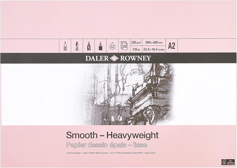 Daler Rowney DR Heavyweight Gummed Pad A2 GDAHWPA2 220gsm Paper