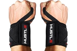 Hustle Athletics Wrist Wraps for Weightlifting - 18" & 12" Premium Wrist Support Weight Lifting Wraps to Lift Heavier & Train Harder - Heavy Duty Powerlifting & Bench Press Gym Straps for Men & Women