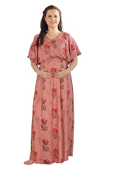Womens Printed Long Maternity Nightdress