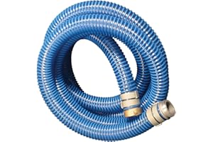 Apache 98106501 PVC Suction Aluminum Short Shank Hose, 40 psi, 2" Inside Diameter, Blue