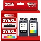 Faedra 275XL 276XL Ink Cartridges for Canon PG-275XL CL-276XL Ink Cartridges Combo Pack 275 XL 276 XL for Pixma TS3720 TR4720