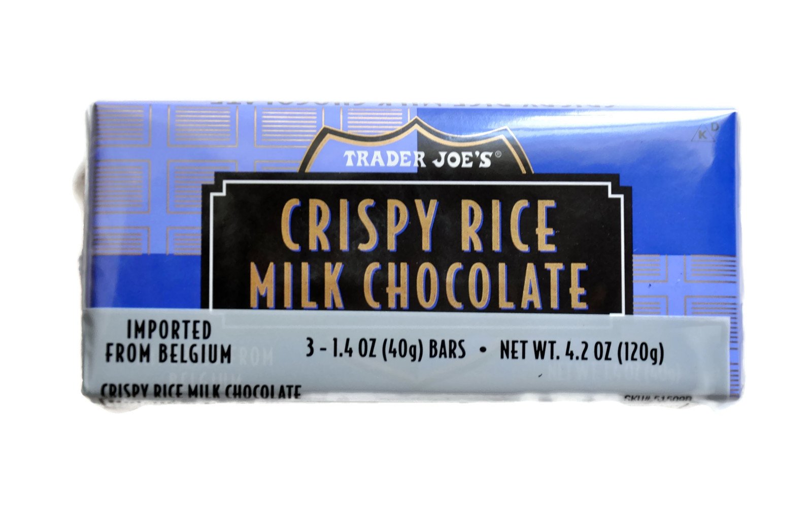 Trader Joe's Belgian Crispy Rice Milk Chocolate, 1.4 oz Bars (2 Packs