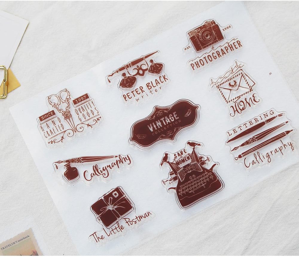 Vintage Collection Postcard Letter Scrapbook Ink Rubber Clear Stamp Set For DIY Card Making