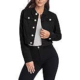 Vetinee Cropped Jean Jacket Women Trendy Button Down Lightweight Slim Fit Short Trucker Stretchy Denim Jackets Shackets