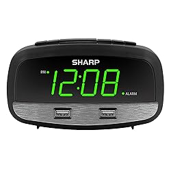 Sharp Digital Clock with Alarm and Dual USB