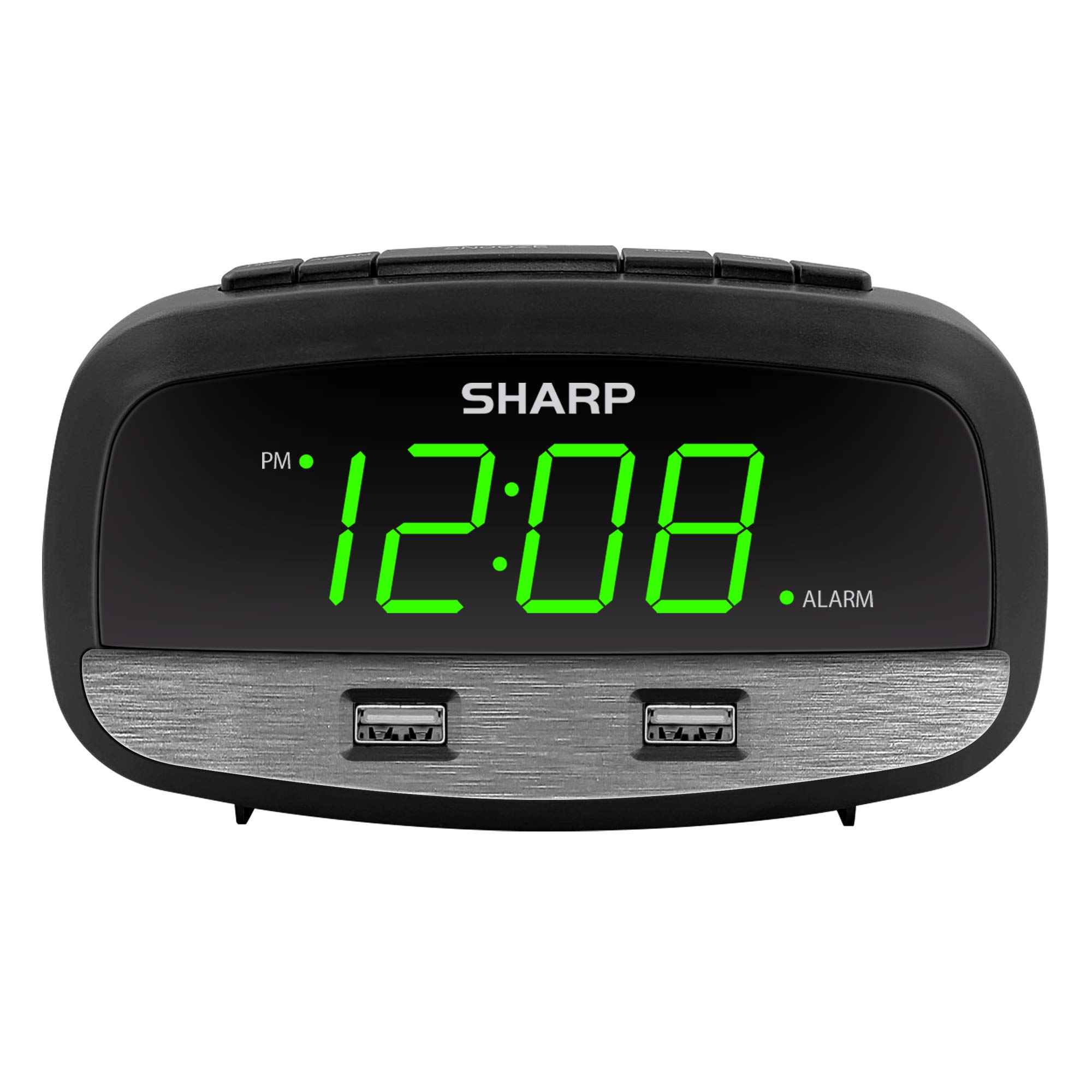 Sharp Digital Clock with Alarm and Dual USB