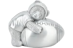 Little Bear with Football Money Box, Vintage Metal Piggy Bank, Cartoon Bear Ball Saving Pot for Kids, Zinc Alloy Bank with Ec
