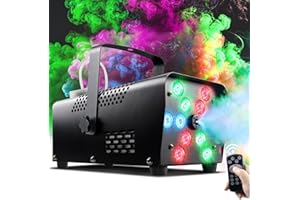 WOWBALA Fog Machine Smoke Halloween Party: 2024 Upgraded with 13 Colorful 12 Led Lights-500W 3000CFM Fog with Wireless Remote Perfect for Indoor Outdoor Wedding, DJ and Stage Effect