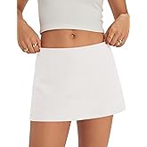 Micoson Mini Skirt with Shorts Micro Skorts for Woman Cute Cotton Linen Y2k Short Skirts Trendy Club Outfits Streetwear