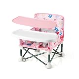 PandaEar Portable Baby Seat Travel| Compact Fold with Straps for Indoor/Outdoor Use| Great for Camping, Beach, Lawn |Toddlers, Kids, Boys, Girls (with Placemat, Pink)