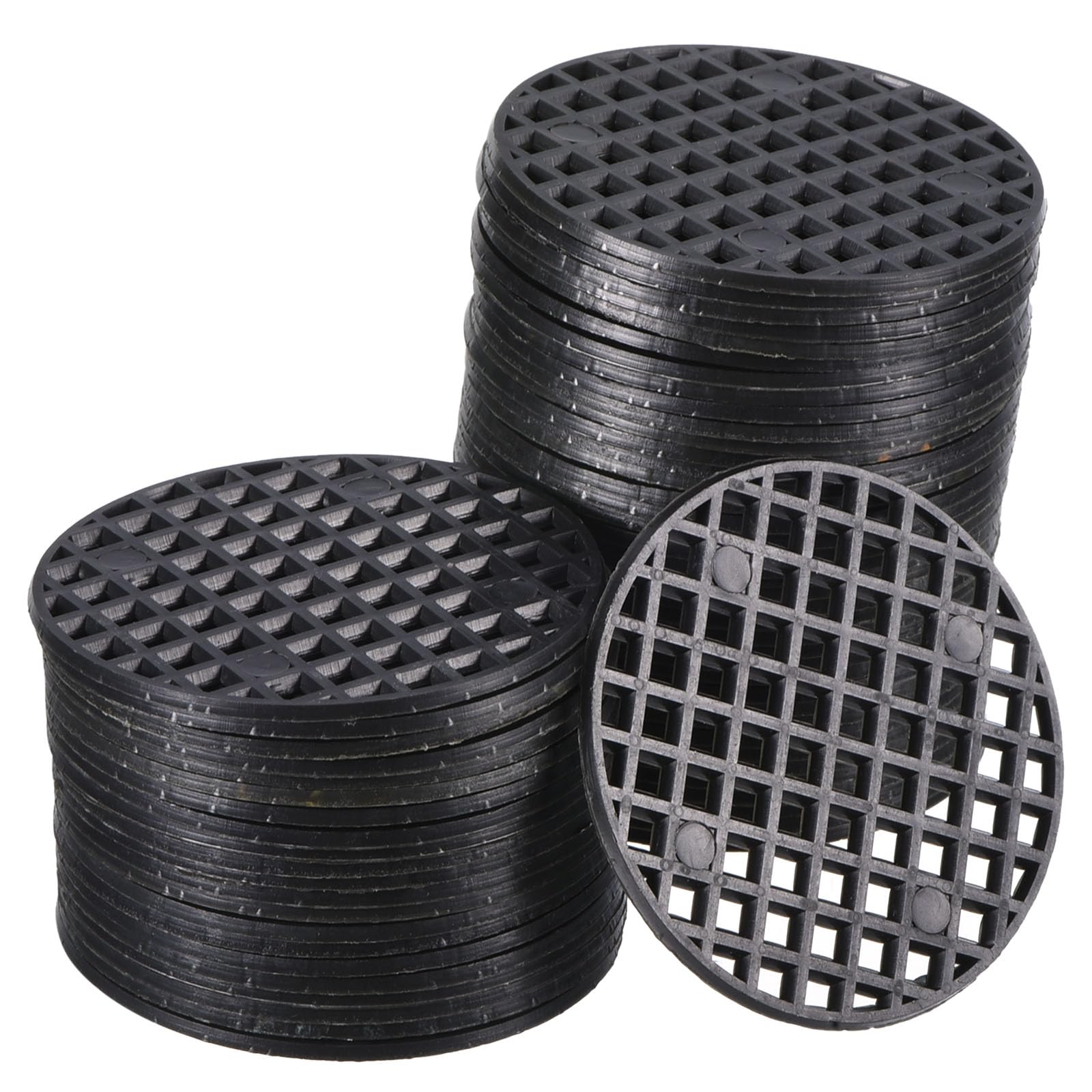 PATIKIL Flower Pot Hole Mesh Pad, 60Pcs 1.8 Inch/4.5cm Round Rigid Bonsai Drainage Mesh Grid Screen Bottom Grid Mat for Garden, Black