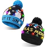TAGVO LED Light Up Hat Beanie Knit Cap, Colorful LED Xmas Christmas Beanie