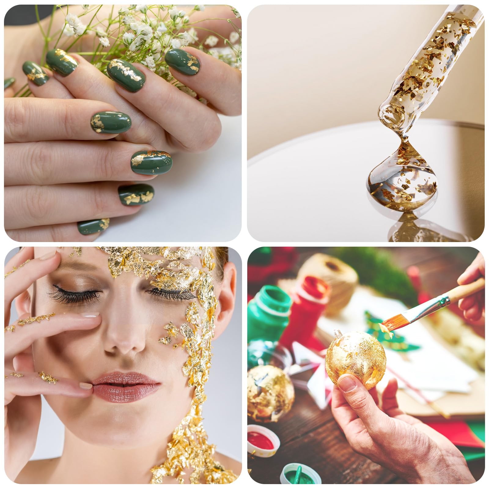 Gold Foil Flakes for Resin, Gold Leaf Flakes, Gold Flakes for Crafts, Nail Art, Painting, Crafts, Slime and Resin Jewelry Making, DIY Crafts, 10g Metallic Gold Foil Flakes