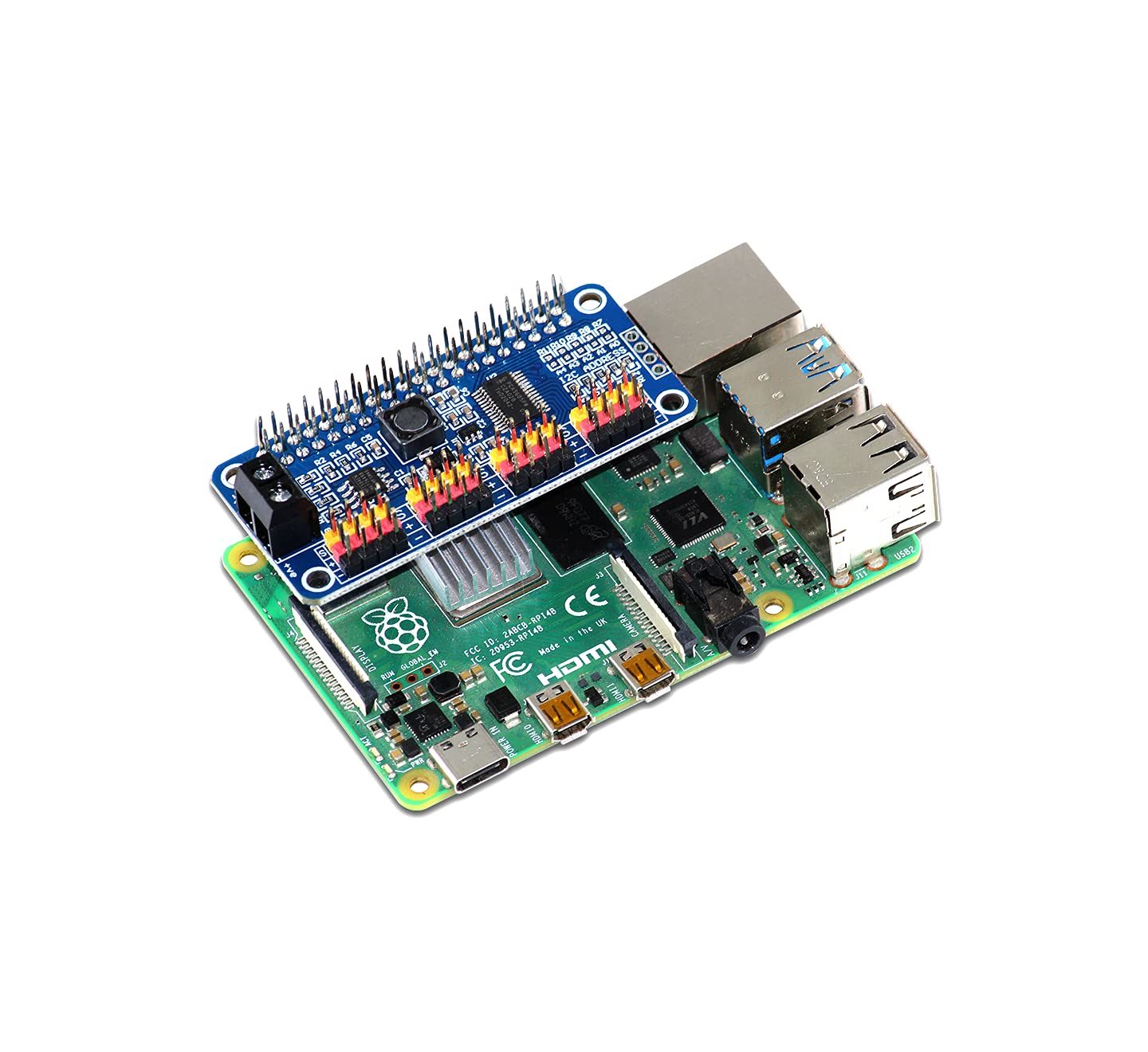 sb components 16 Channel 12-bit Servo Driver - I2C Interface Module, Servo Driver HAT for Raspberry Pi