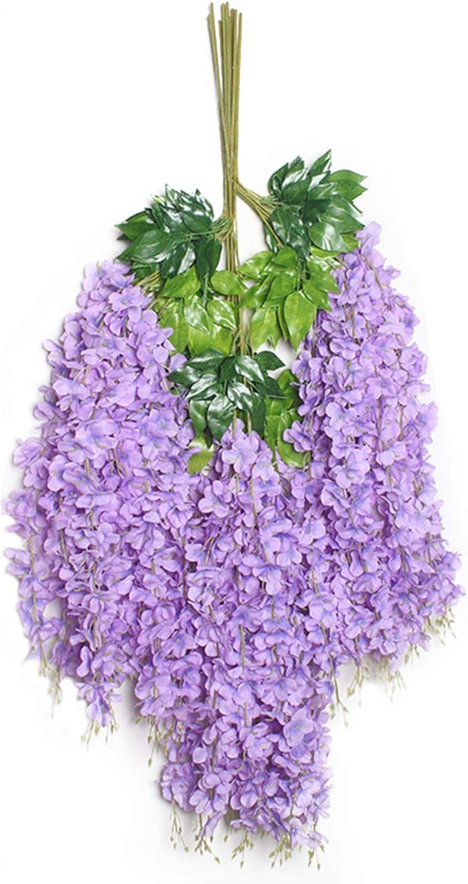 CARRYKT 43.3in Artificial Wisteria Vines, 12 Branches Ratta Fake