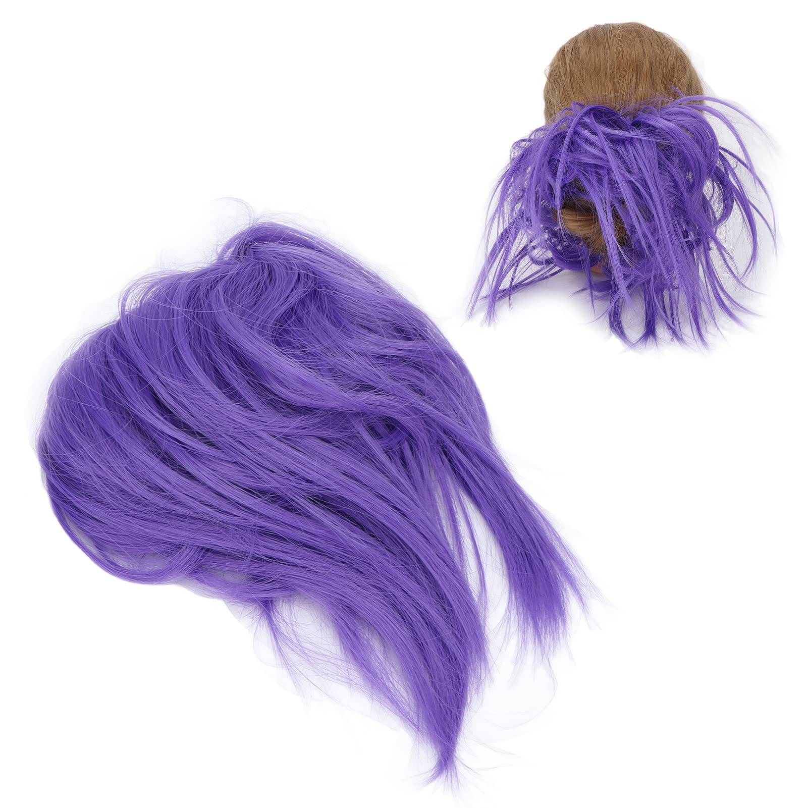 Sonew Ponytail Messy Bun Hairpiece, Women Girls Ponytail Hairpieces Accessories, Soft and Fluffy Hair Extension Bun (Purple)