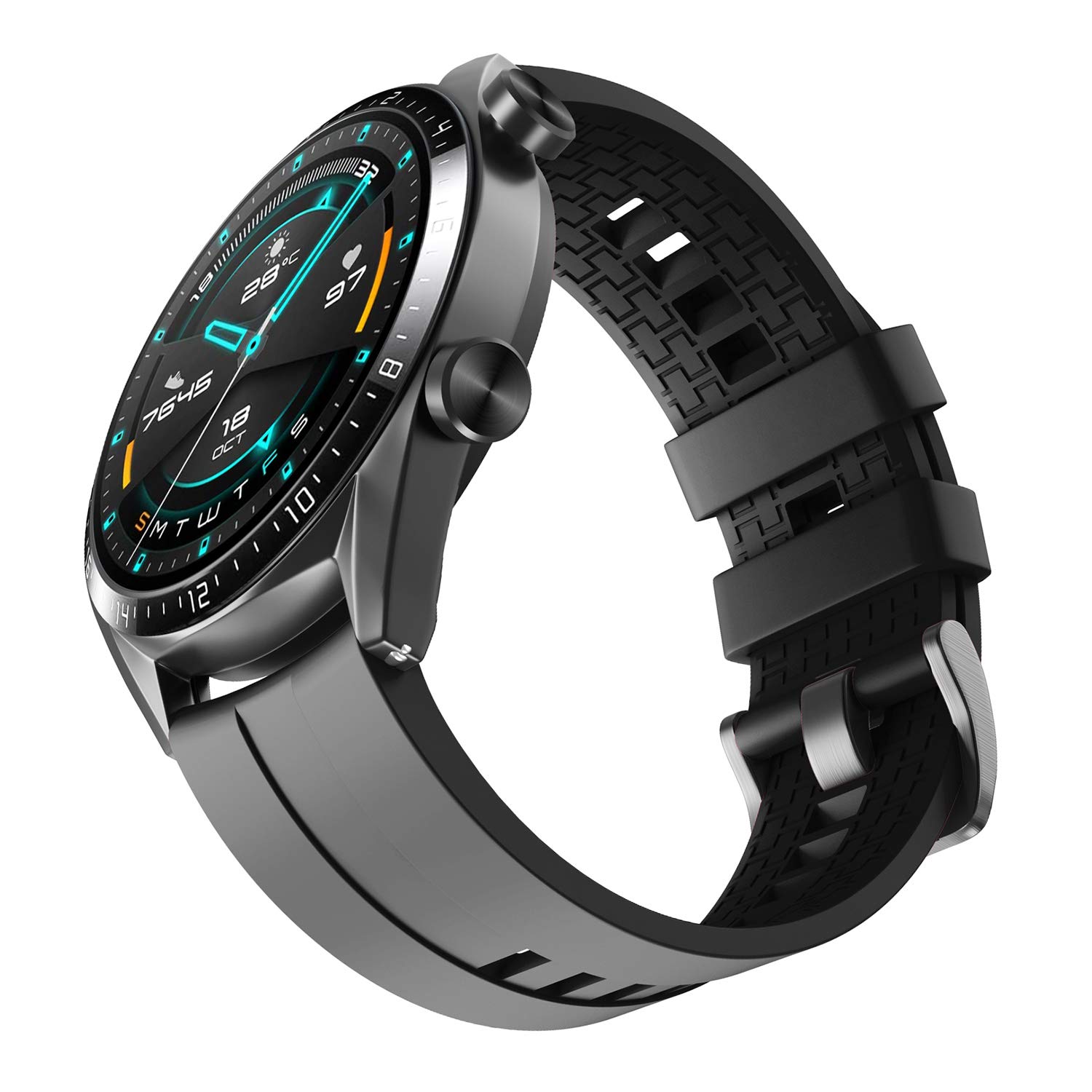 Watch Strap For Huawei Watch GT2/GT3/GT4 46mm, 22mm Watch Strap for Huawei Watch GT2 Pro/3 Pro 46mm/Runner/Sport/Classic, Silicone Watch Strap for Samsung Galaxy Watch 46mm/Watch 3 45mm(Black)