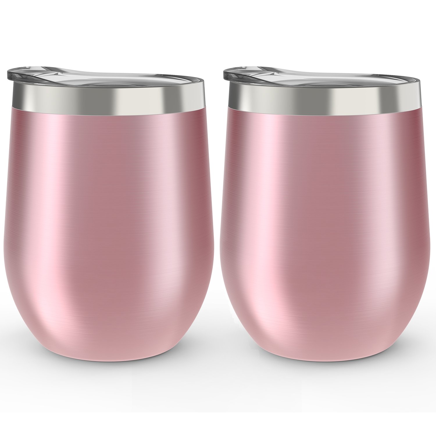 CHILLOUT LIFE Stainless Steel Stemless Wine Glass Tumbler with Lid, 12