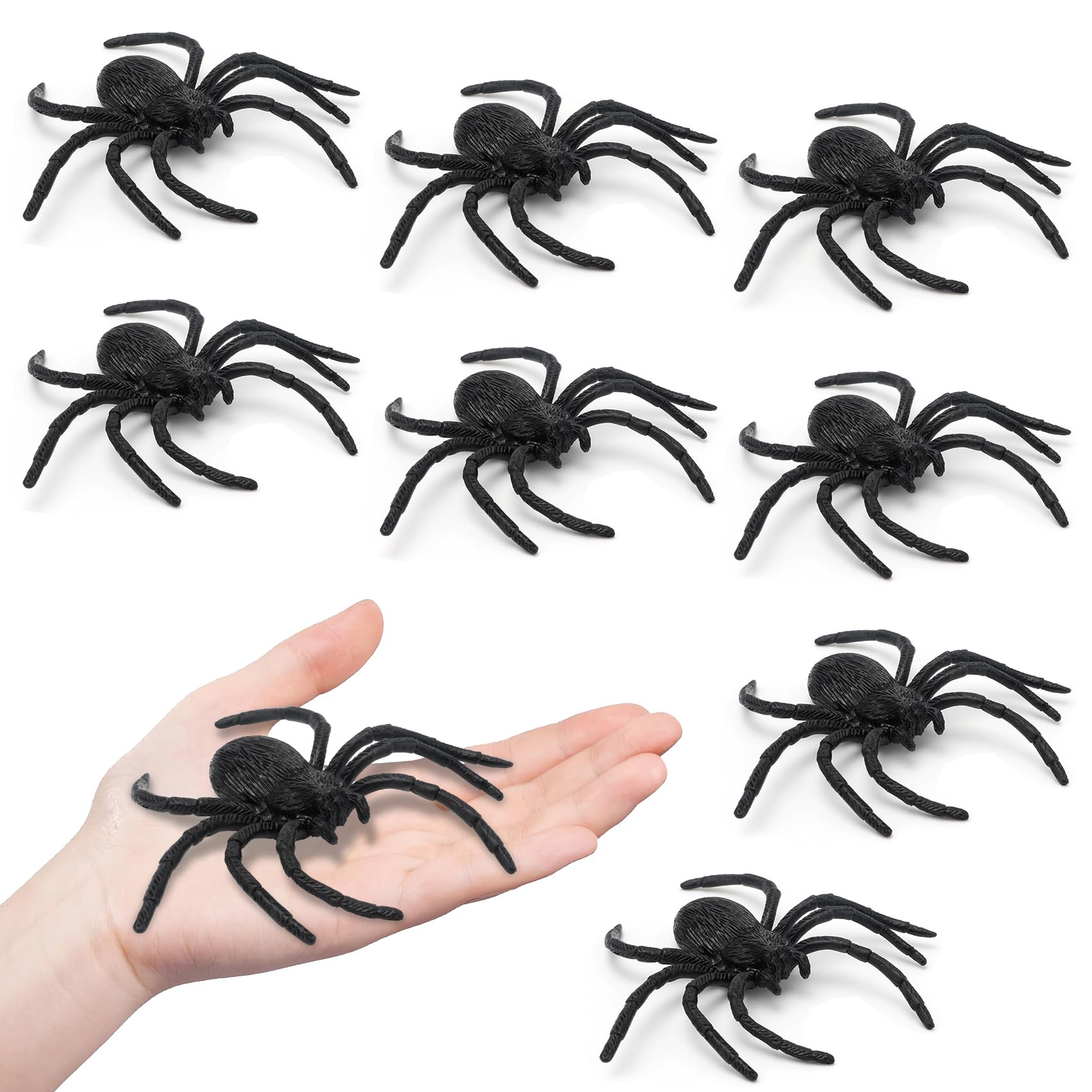 Flormoon Spider Toys, Realistic Rubber Tarantula Figurines For Halloween Decor Trick Joke Props Birthday Party Cake Topper Gift For Boys And Girls