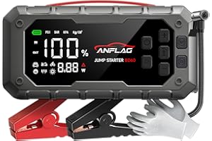 ANFLAG 10-in-1 Car Jump Starter with Air Compressor, 8000A 160PSI Jump Starter Jump Box(All Gas/12L Diesel), PD65W Charging Battery Jumper Starter Portable Jumper Cable with 160W DC, Gloves, Lights
