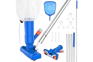 LXun Upgraded 4 Section Poles of 68" Portable Pool Vacuum Cleaner Kit with Pool Skimmer Net, Unique Lock Catch Design,Handheld Pool Vacuum Jet Cleaner for Above Ground Pools Pool, Pond, Fountain Clean