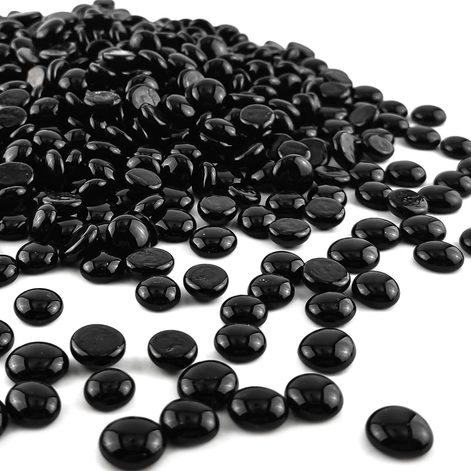 Vase Fillers - CYS EXCEL 5LBS Black Glass Gemstone Beads Vase Fillers Flat Marble Beads Multiple Color Choices Aquarium Decor Rocks Floral Stones Decorative Mosaic Glass Gem Pebbles
