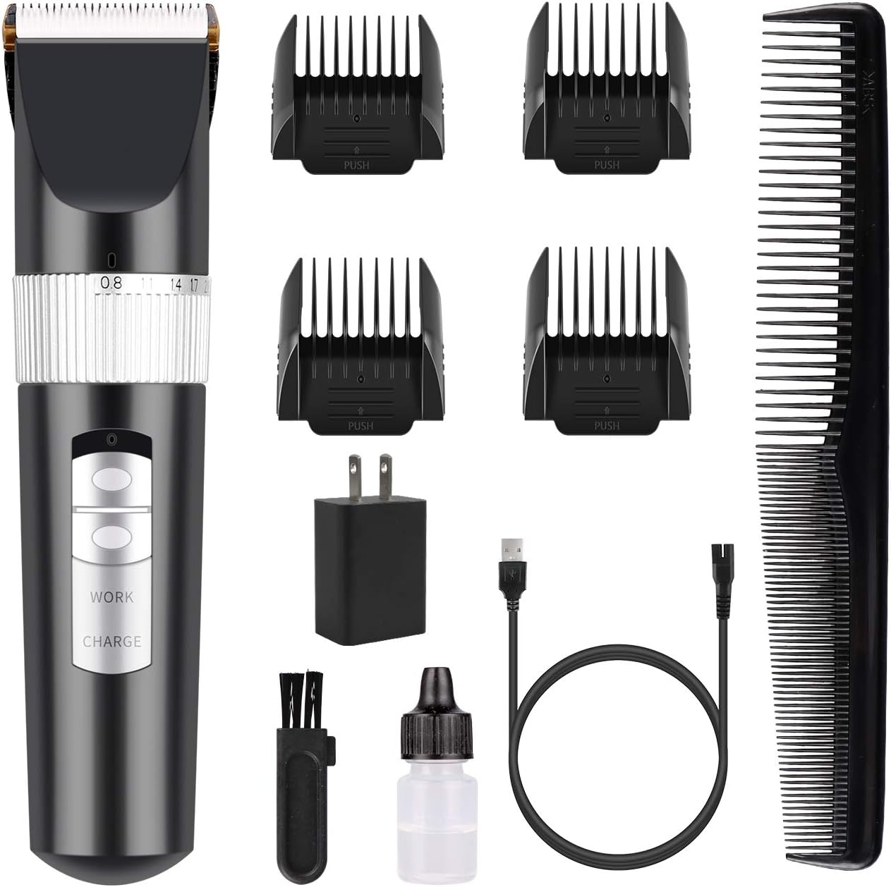 SUPRENT Mens Hair Clipper-Rechargeable Hair Cutting Kits With LED Display, Cordless Hair Clipper For Home Use & Barbers (Black - View #10