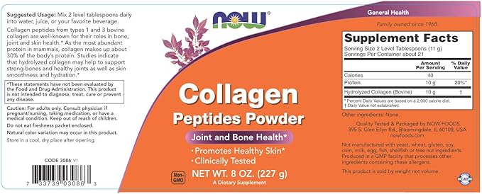 Amazon.com: NOW Supplements, Collagen Peptides Powder, Clinically ...