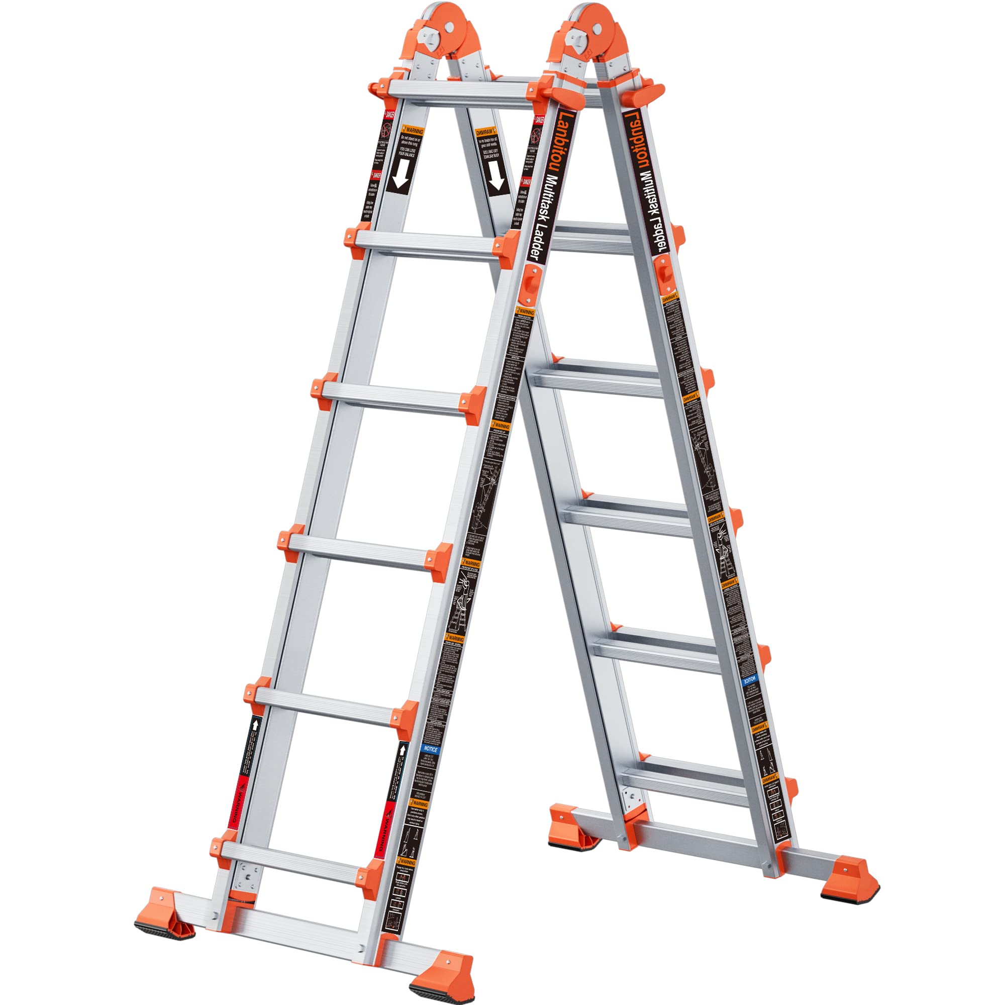 Photo 1 of ** NEW** LANBITOU Ladder, A Frame 6 Step Ladder Extension, 22 Ft Anti-Slip Multi Position Ladder, Storage Folding Ladder, 330 lbs Security Load Telescoping Aluminum Ladders for Stairs Home Indoor Outdoor Roof