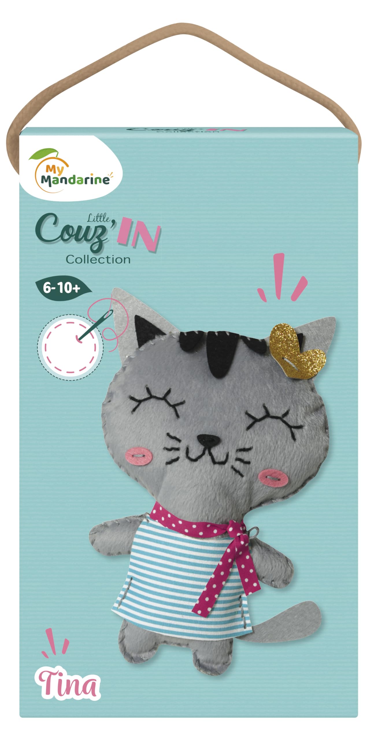 Avenue Mandarine - Ref 52654O - Little Couz'in Sewing Introductory Activity Box - Tina the Cat - Includes Felt, Thread, Wadding, Full Instructions Supplied, Suitable for Ages 6+ — image 1
