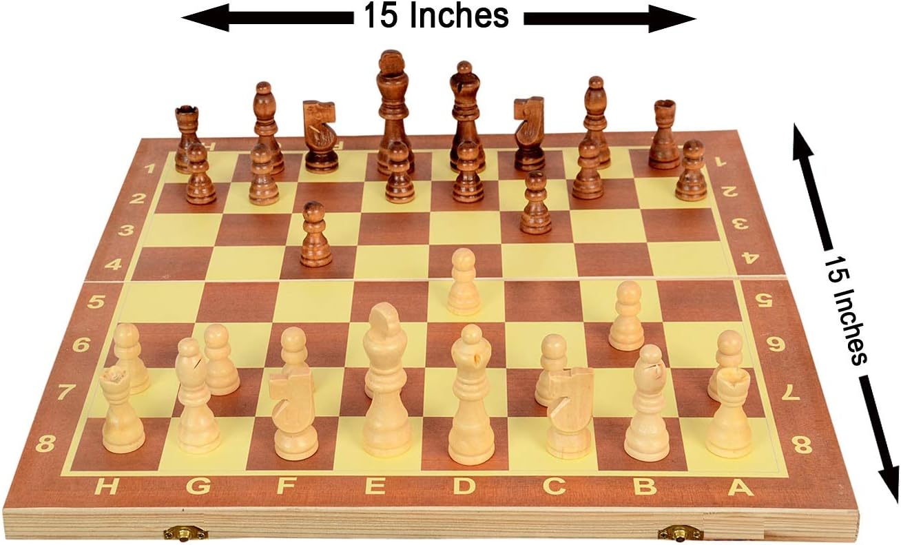 Ohotnik Chess 15 Inches Handcrafted Wooden Chess Set with 32 Pieces Board Game