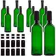 Cornucopia Brands Plastic Wine Bottles (10-Pack, Green); Empty PLASTIC Bordeaux-Style Wine Bottles w/Screw Caps and Seals