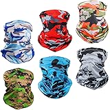 6 Piece UV Protection Neck Gaiter Breathable Summer Face Cover Scarf Bandana