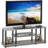 Furinno Turn-N-Tube No Tools 3D 3-Tier Entertainment TV Stand up to 50 inch TV, Round Tubes, French Oak Grey/Black