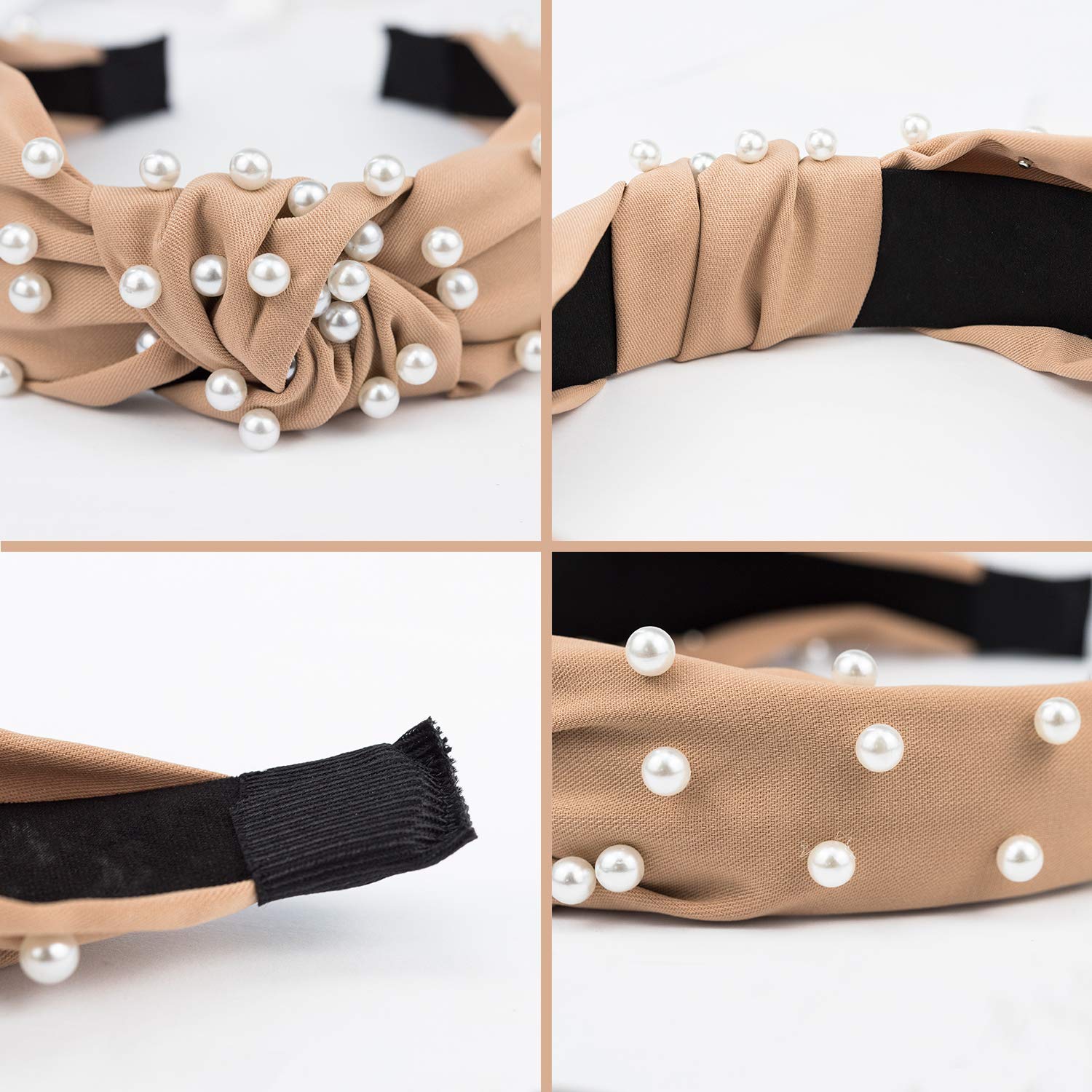 EAONE Pearl Headbands Knotted Headbands for Women 6 Colors, Knot Turban Headband Fashion Hair Bands Wide Headbands Hair Accessories for Girls with 1 Pouch Bag : Beauty