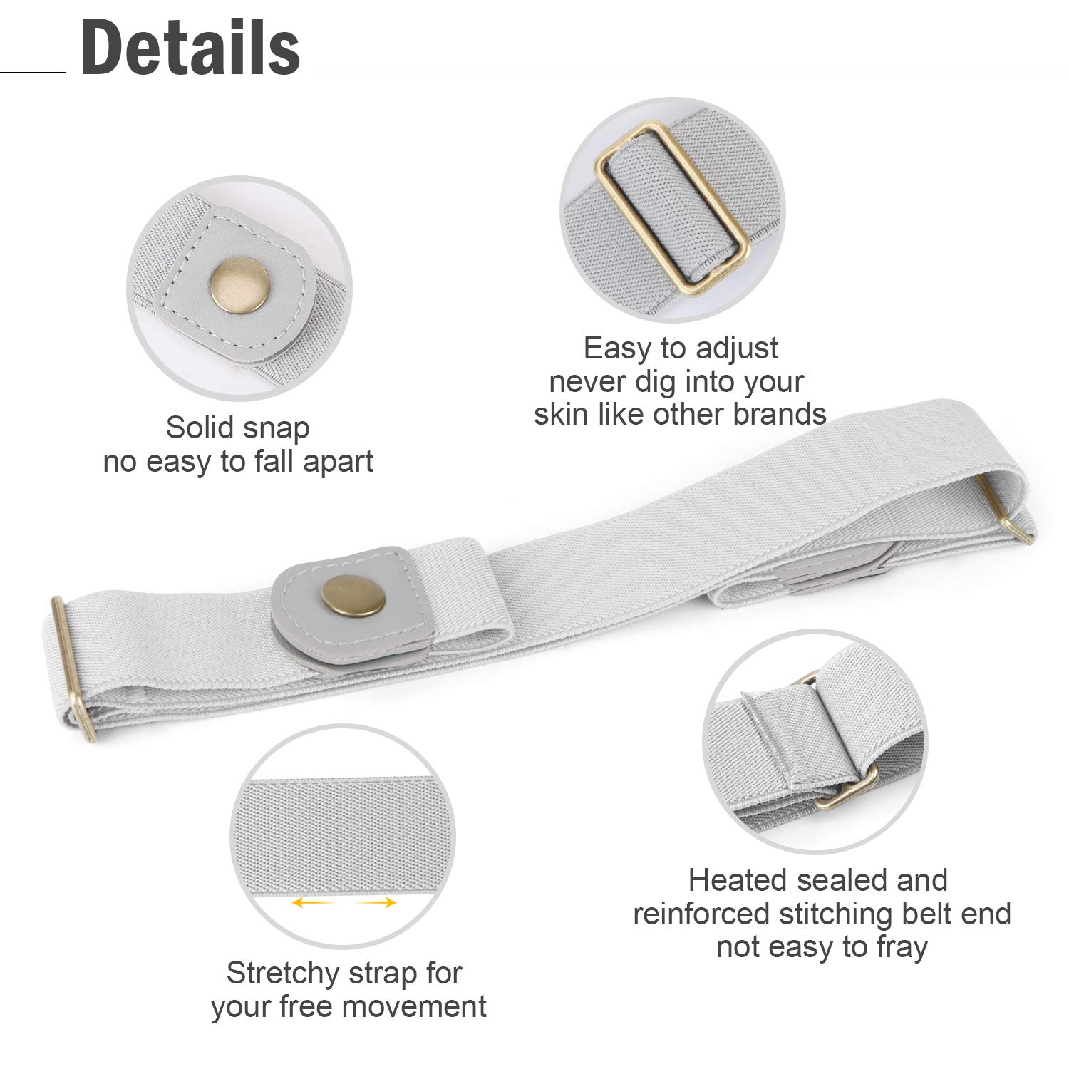 JasGood Gürtel ohne Schnalle Gürtel Elastischer Gürtel Unsichtbare Gürtel Dehnbarer Gürtel für Damen & Herren Justierbar Stretchgürtel mit Leichter Stil Gürtel Stilvoll Gürtel Neutral Für Jeans Hosen