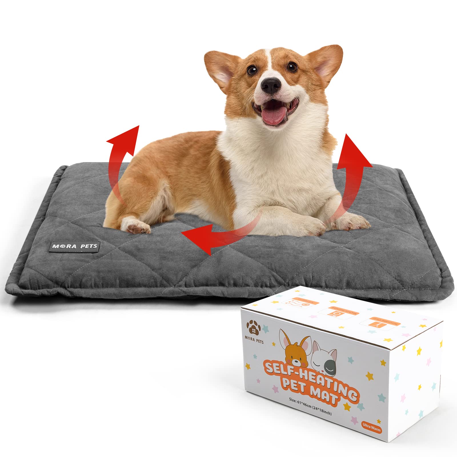 Photo 1 of **DIRTY (PET HAIR)** Mora Pets Self Heating Cat Bed Self Warming Cat Ped Ultra Warm Thermal Pet Bed Mat 30 x 21 Inches with Removable Cover Outdoor Indoor for Cats and Small Medium Dogs Machine Washable